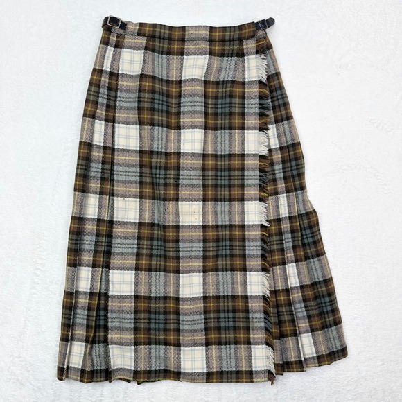 Vintage Scott Kiltmaker of Aberdeen Wool Plaid Tartan Kilt Skirt Small Scotland - Picture 1 of 14